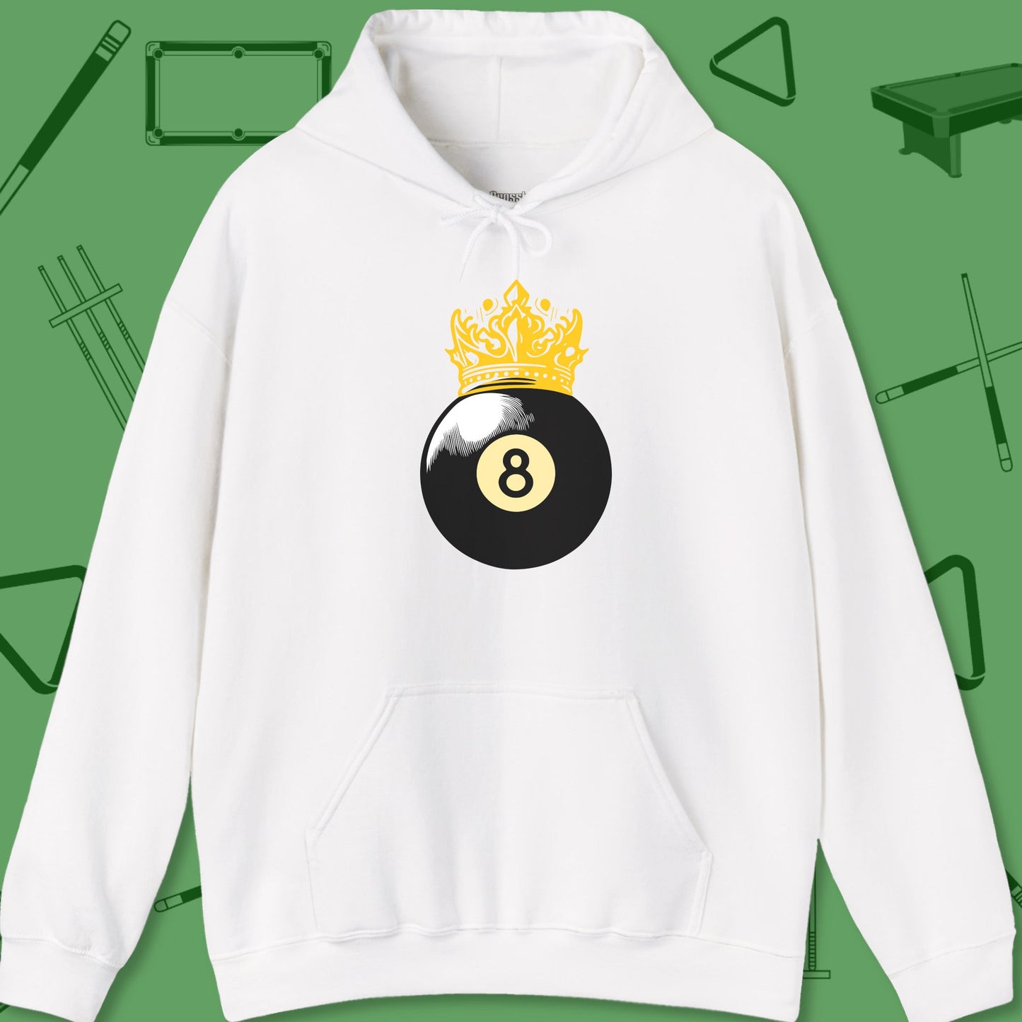 A Hoodie with billiards-themed design from Crossbank Clothing