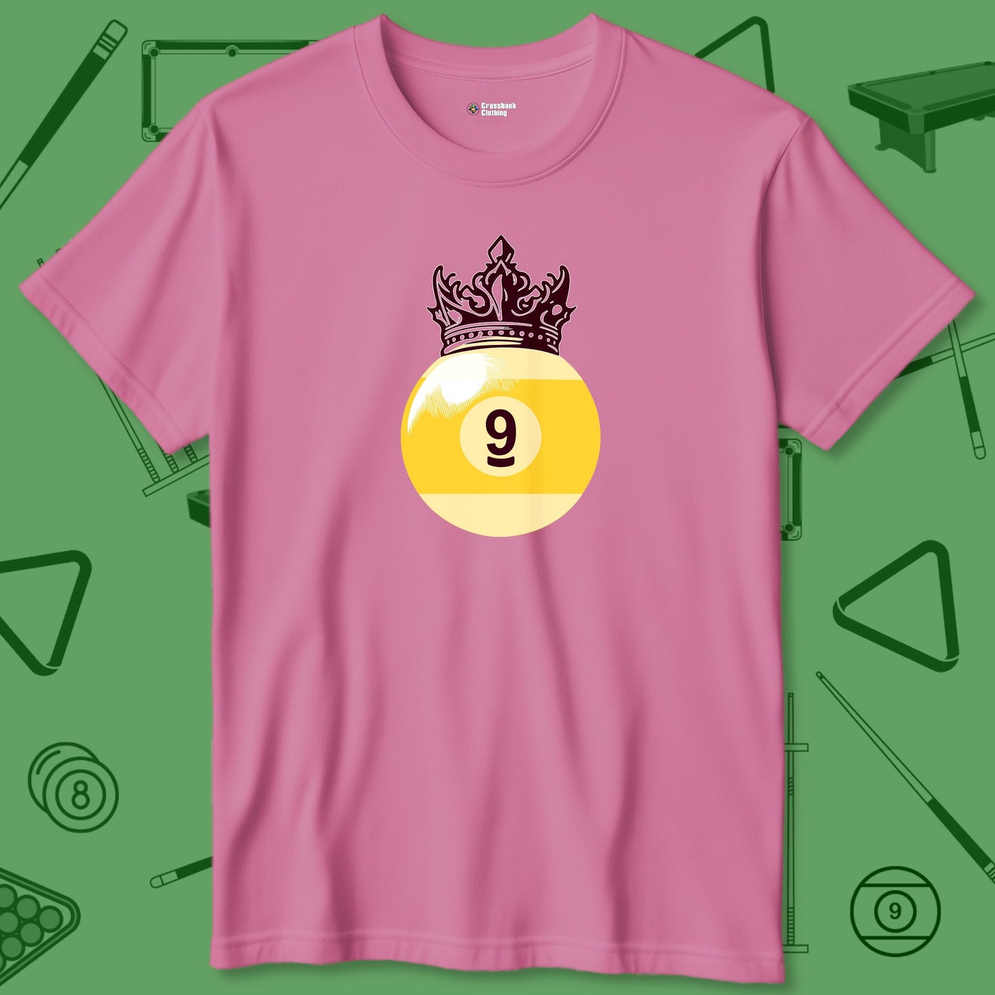 A T-Shirt with billiards-themed design from Crossbank Clothing