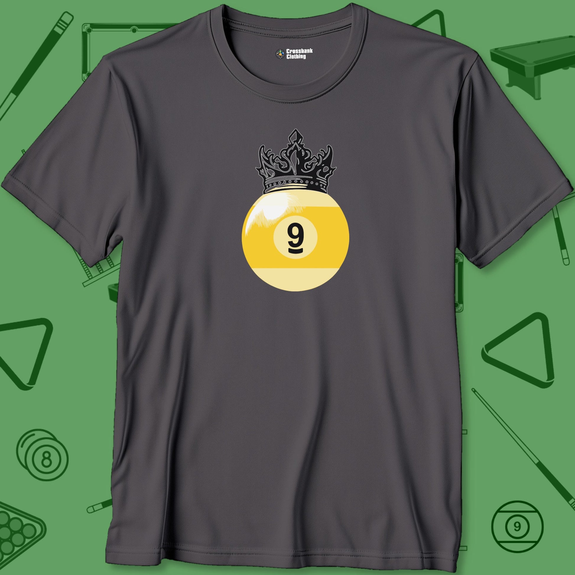 A T-Shirt with billiards-themed design from Crossbank Clothing