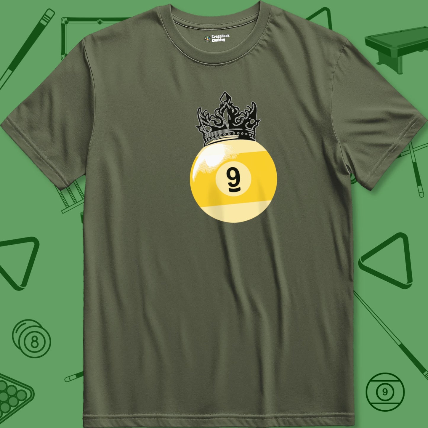 A T-Shirt with billiards-themed design from Crossbank Clothing