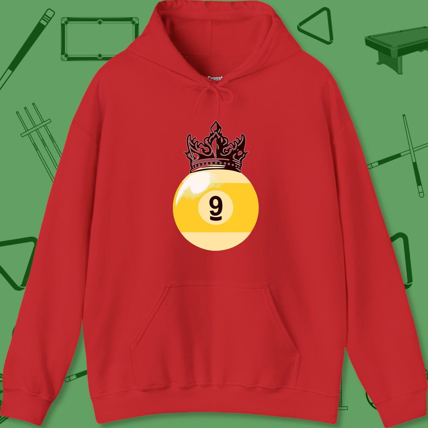 A Hoodie with billiards-themed design from Crossbank Clothing