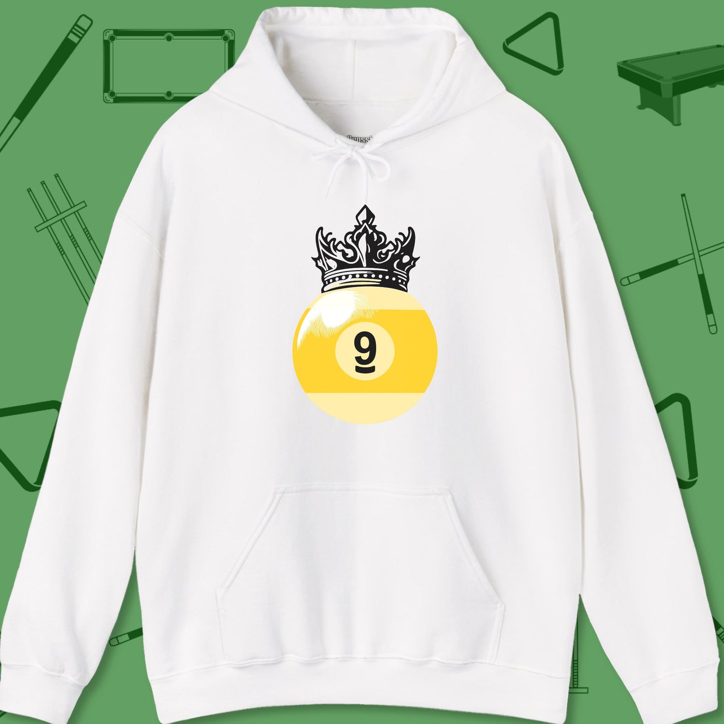 A Hoodie with billiards-themed design from Crossbank Clothing