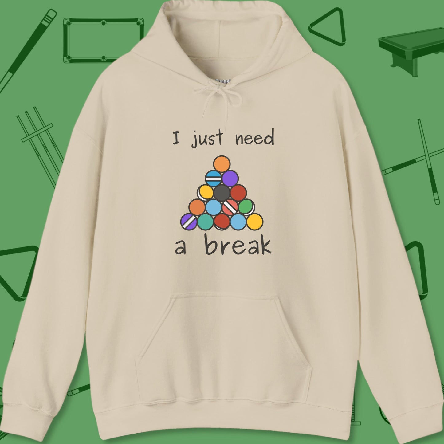 A Hoodie with billiards-themed design from Crossbank Clothing