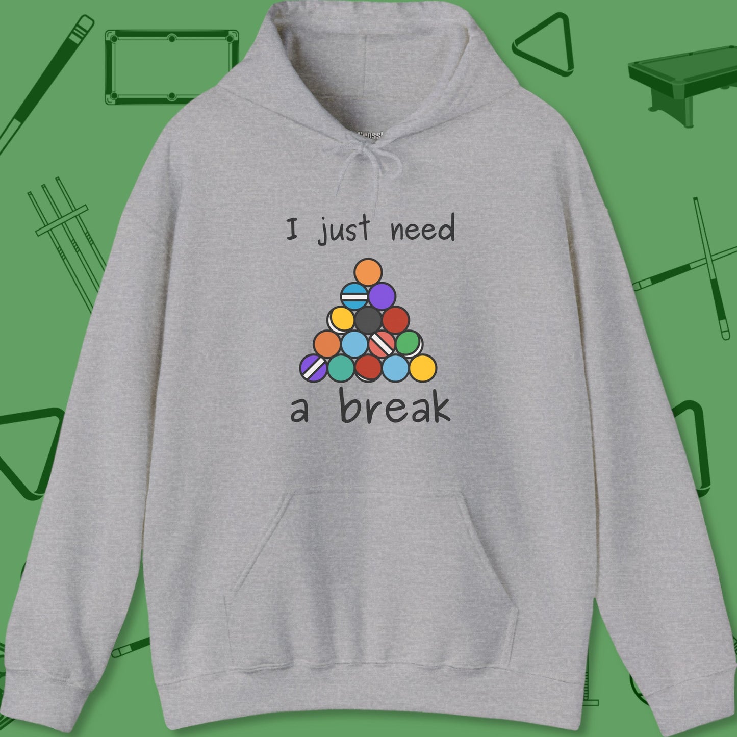 A Hoodie with billiards-themed design from Crossbank Clothing