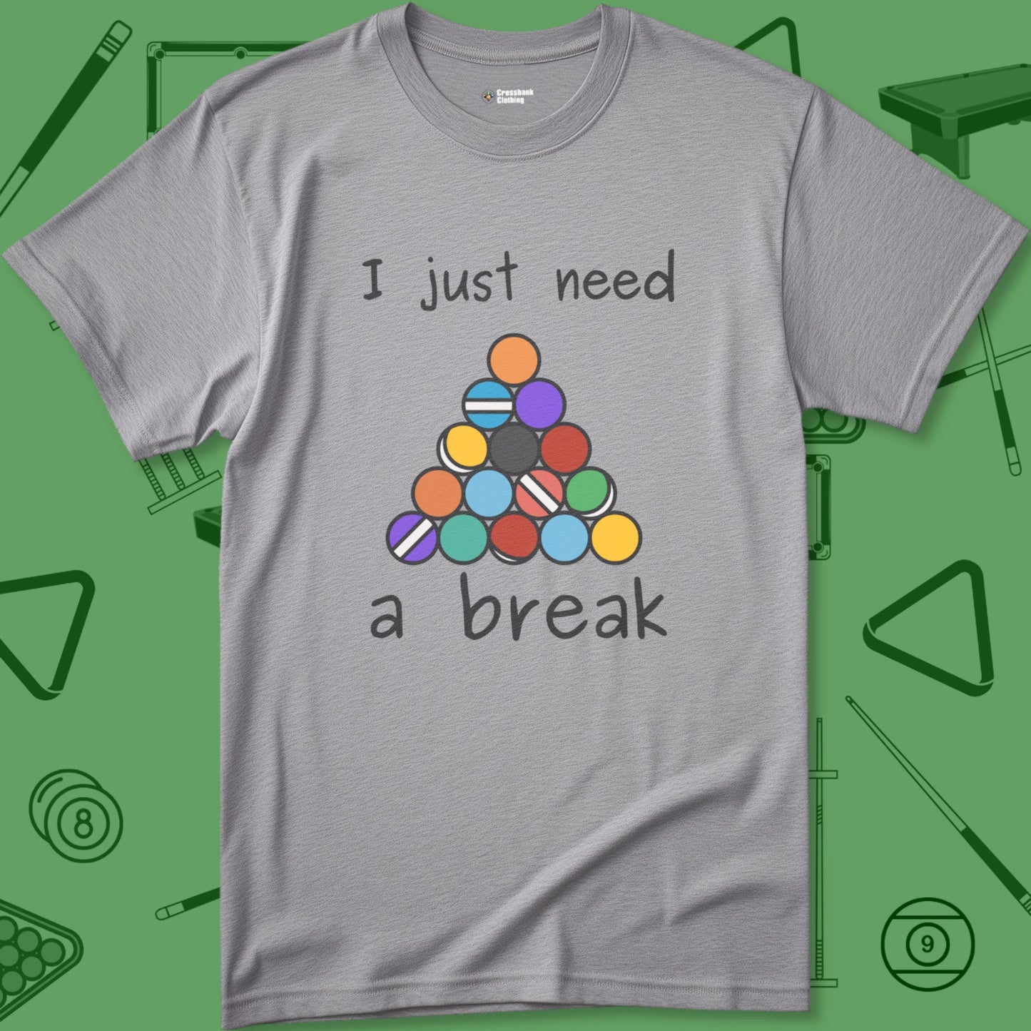 A T-Shirt with billiards-themed design from Crossbank Clothing