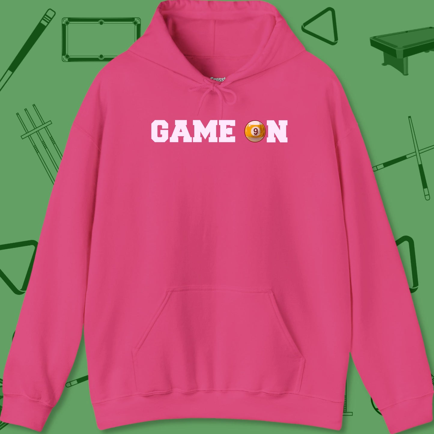 A Hoodie with billiards-themed design from Crossbank Clothing