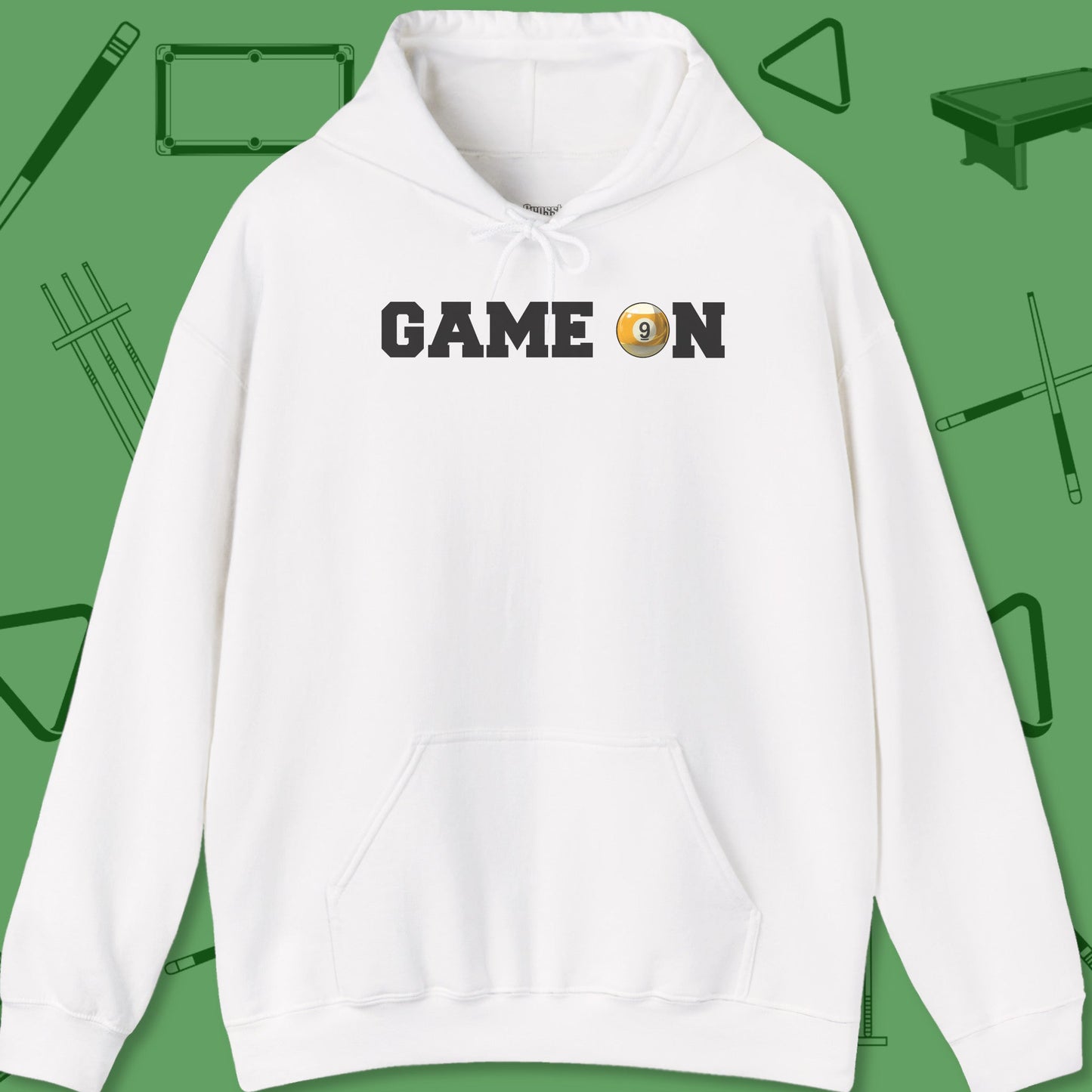 A Hoodie with billiards-themed design from Crossbank Clothing