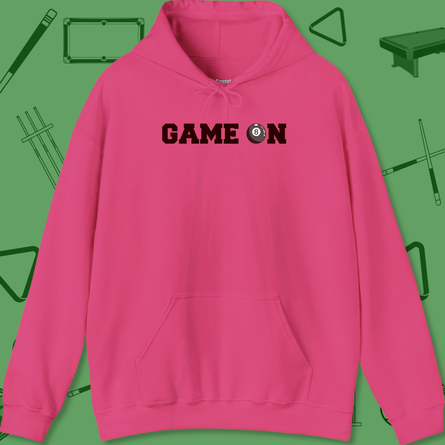 A Hoodie with billiards-themed design from Crossbank Clothing