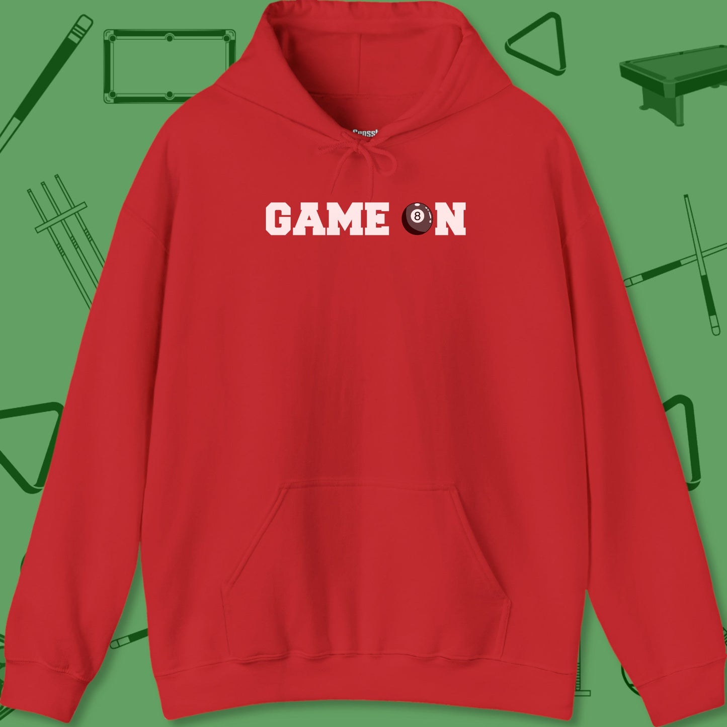 A Hoodie with billiards-themed design from Crossbank Clothing