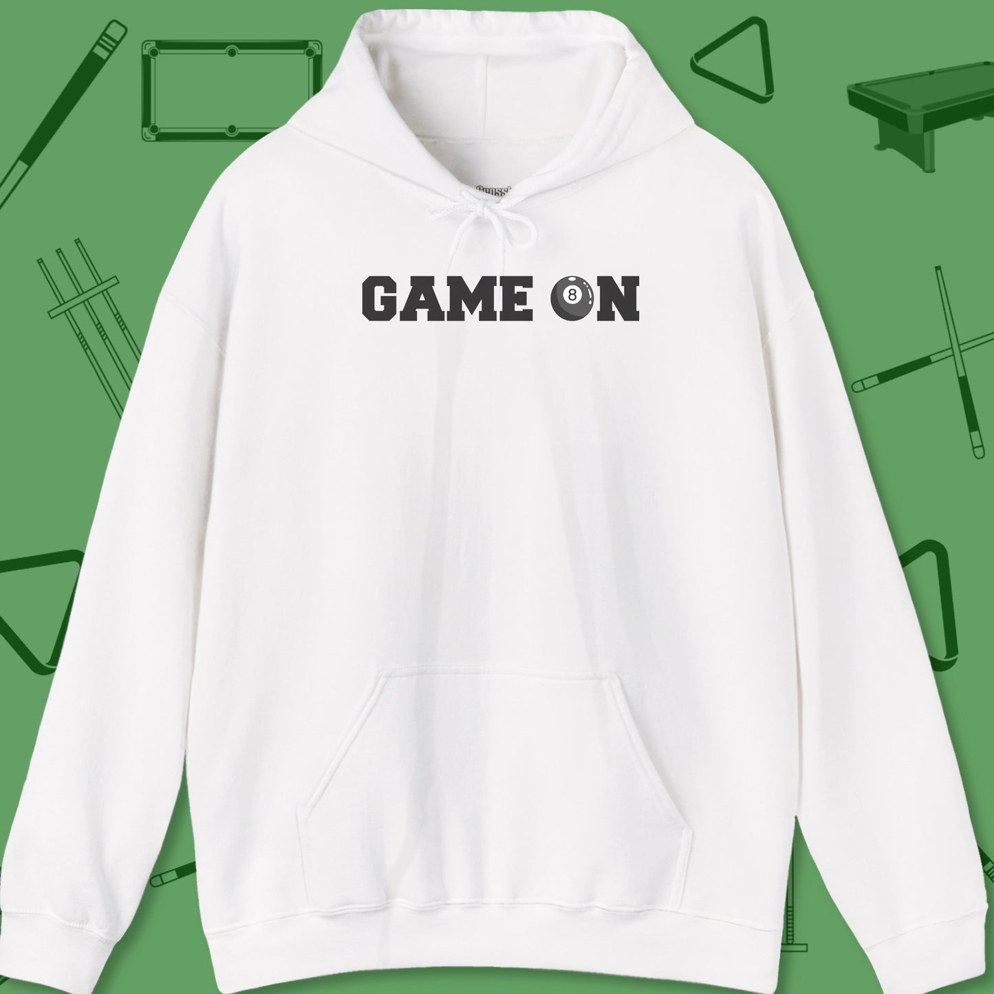 A Hoodie with billiards-themed design from Crossbank Clothing