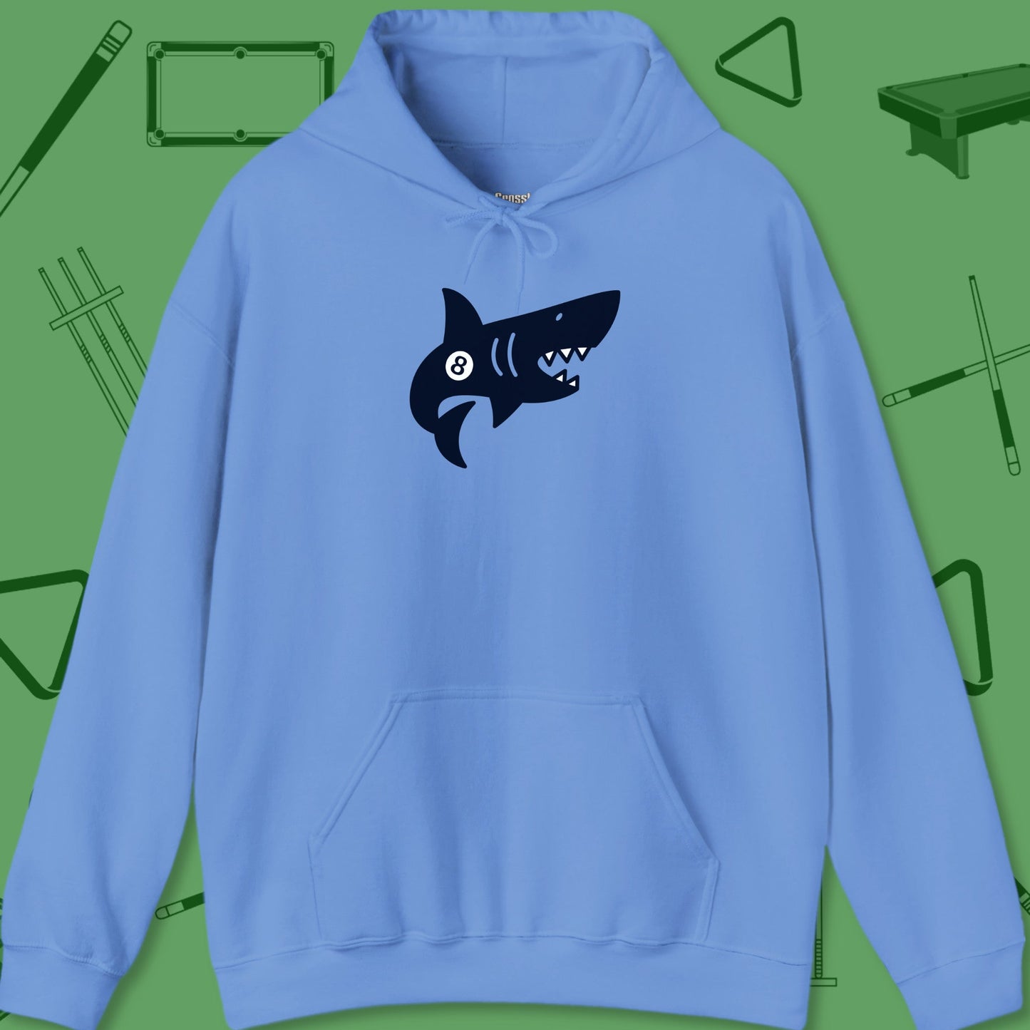 A Hoodie with billiards-themed design from Crossbank Clothing