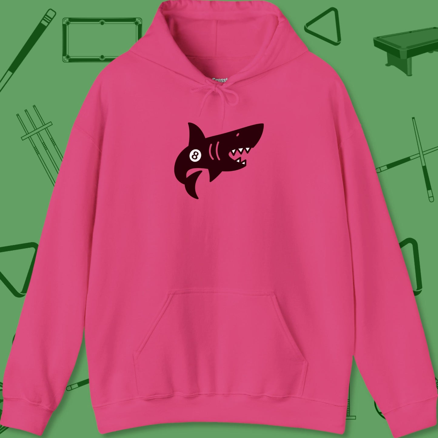 A Hoodie with billiards-themed design from Crossbank Clothing