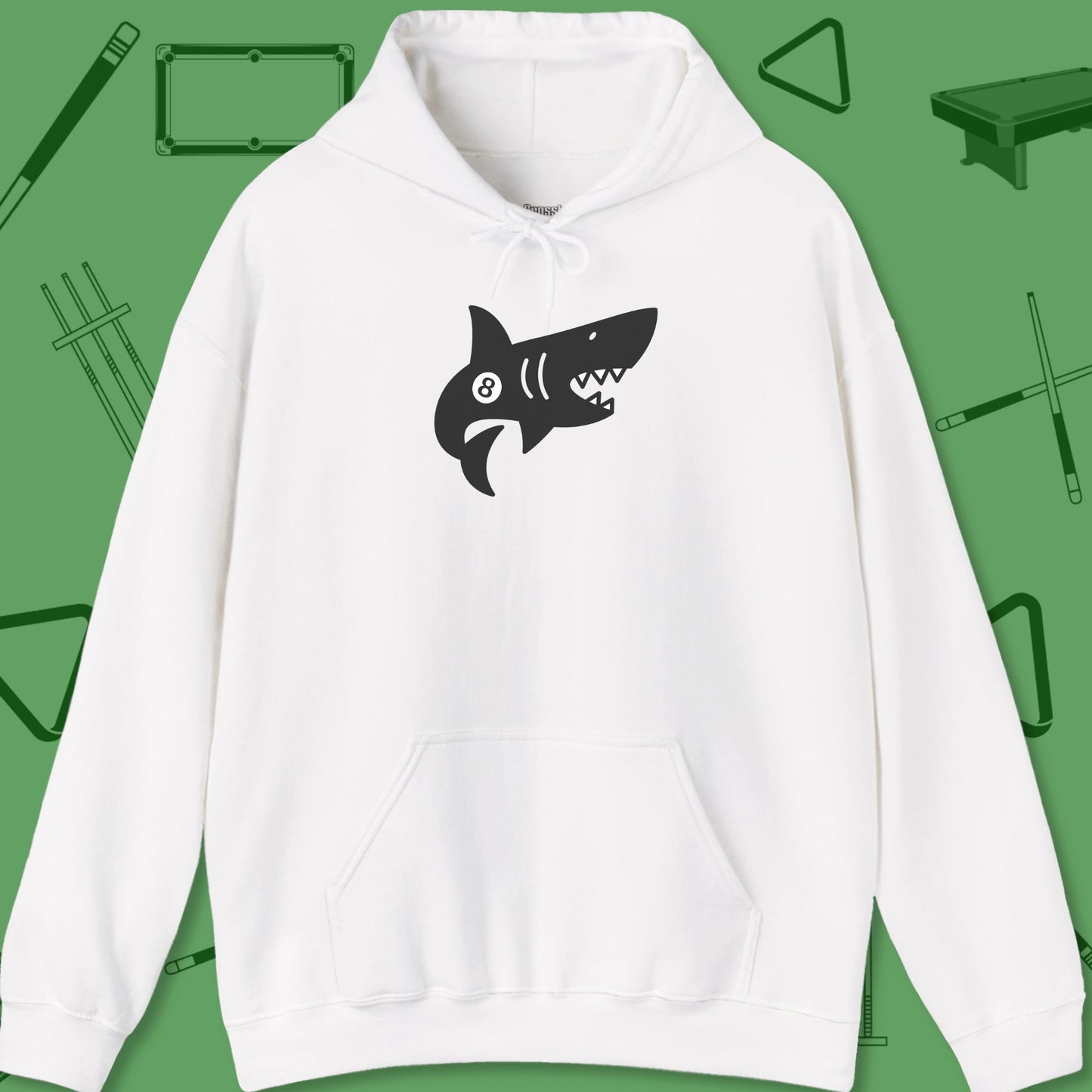 A Hoodie with billiards-themed design from Crossbank Clothing