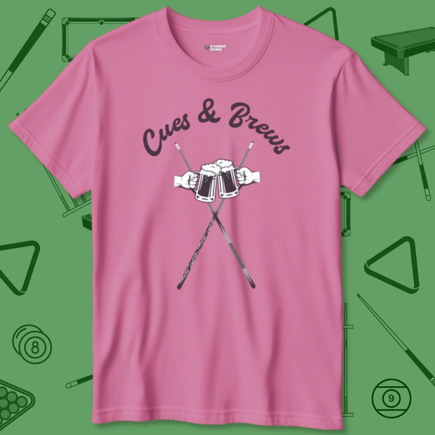 A T-Shirt with billiards-themed design from Crossbank Clothing