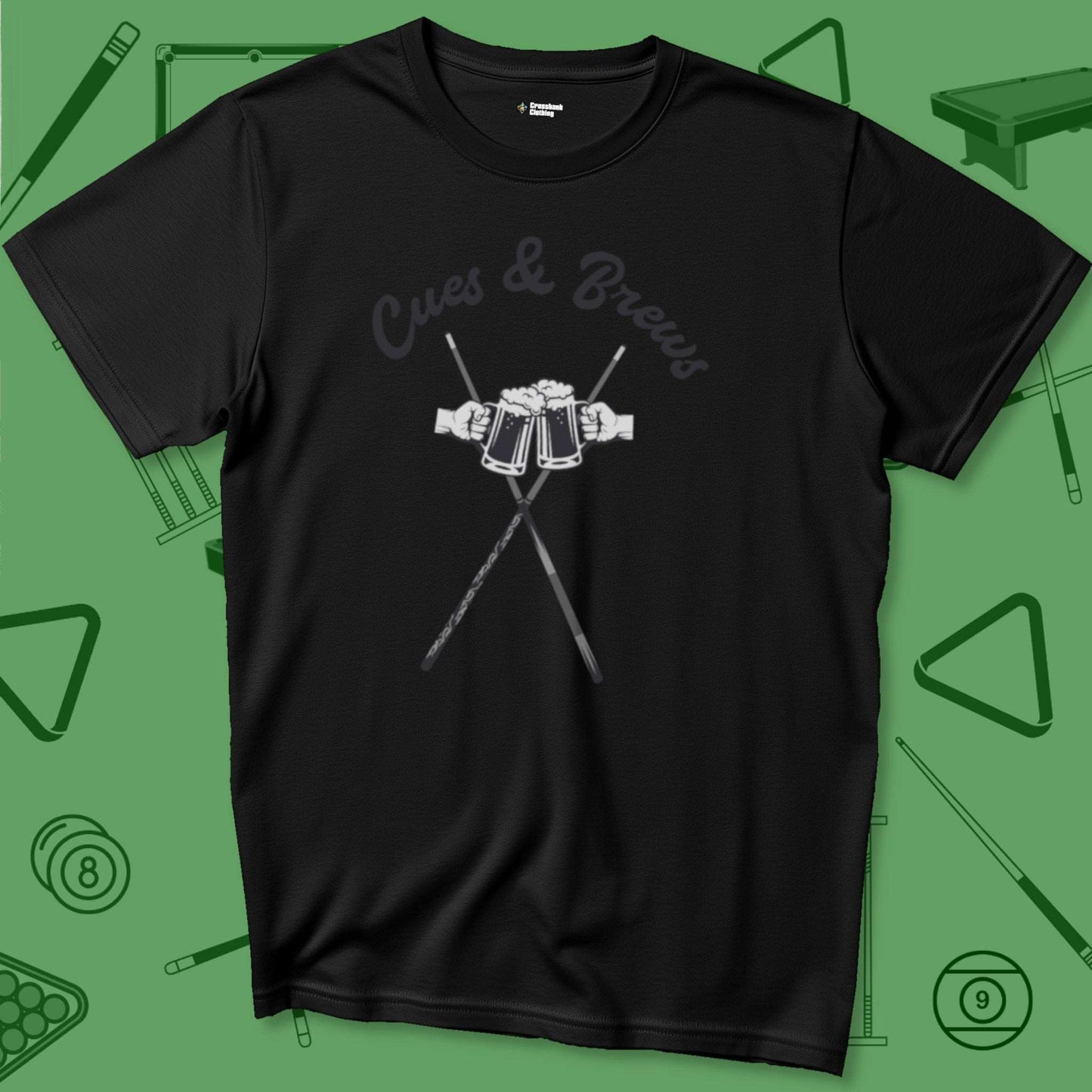 A T-Shirt with billiards-themed design from Crossbank Clothing