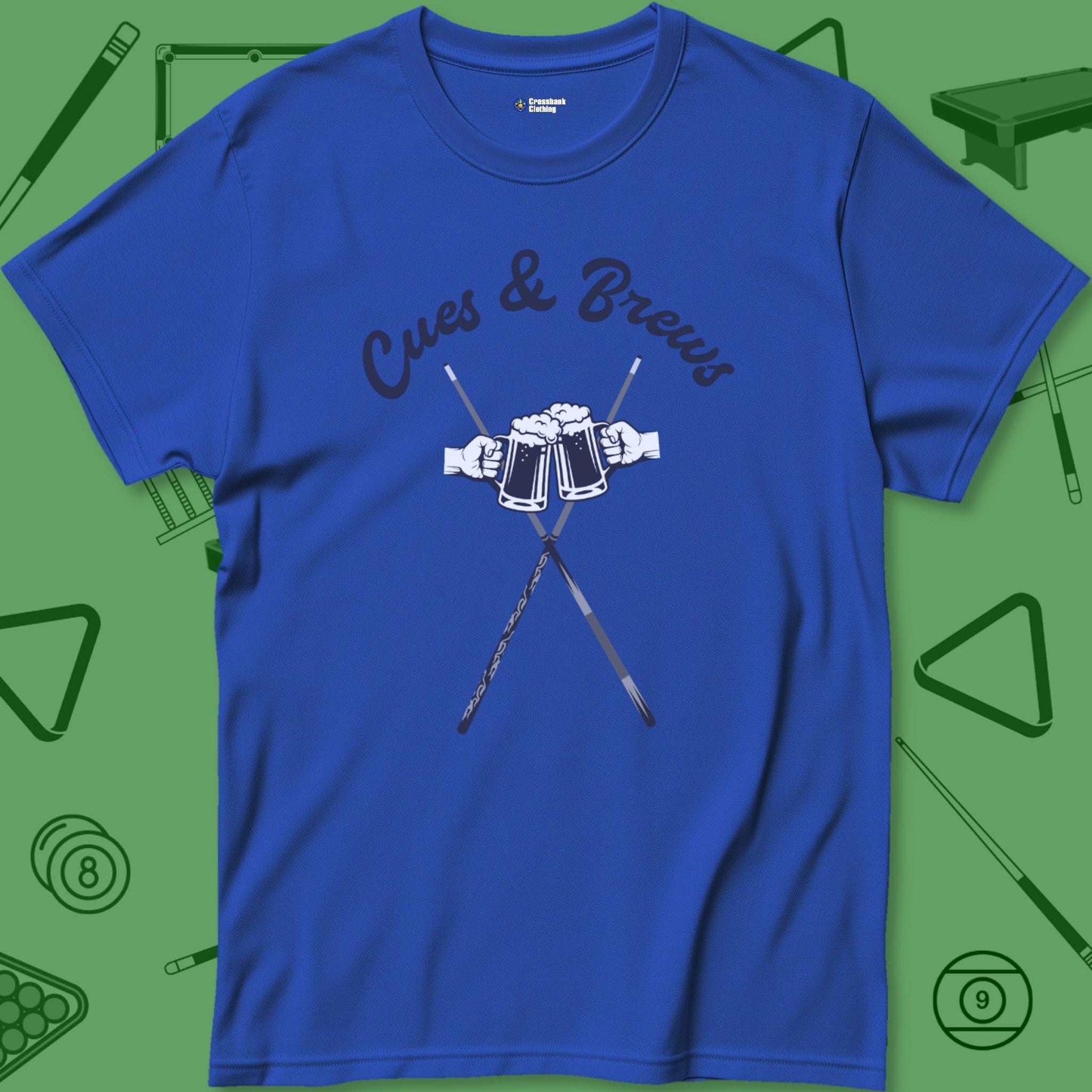 A T-Shirt with billiards-themed design from Crossbank Clothing