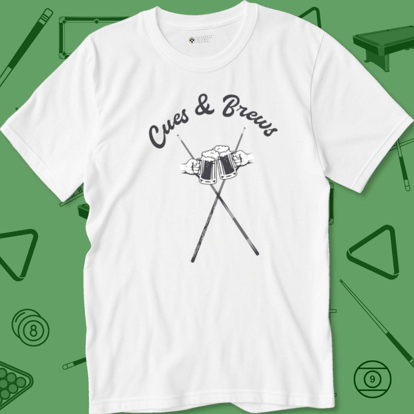 A T-Shirt with billiards-themed design from Crossbank Clothing