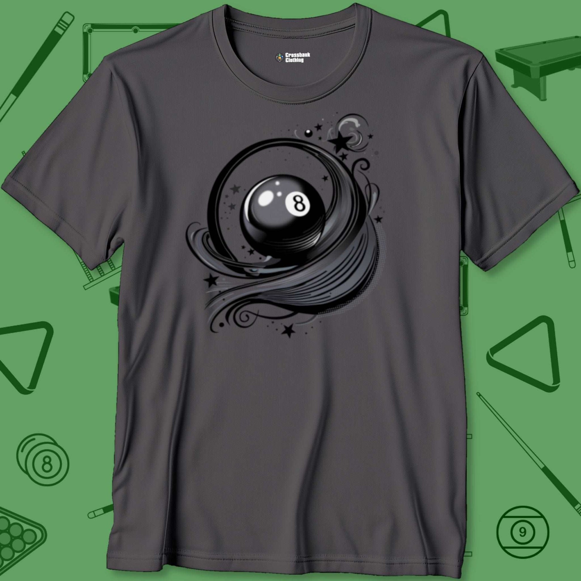 A T-Shirt with billiards-themed design from Crossbank Clothing