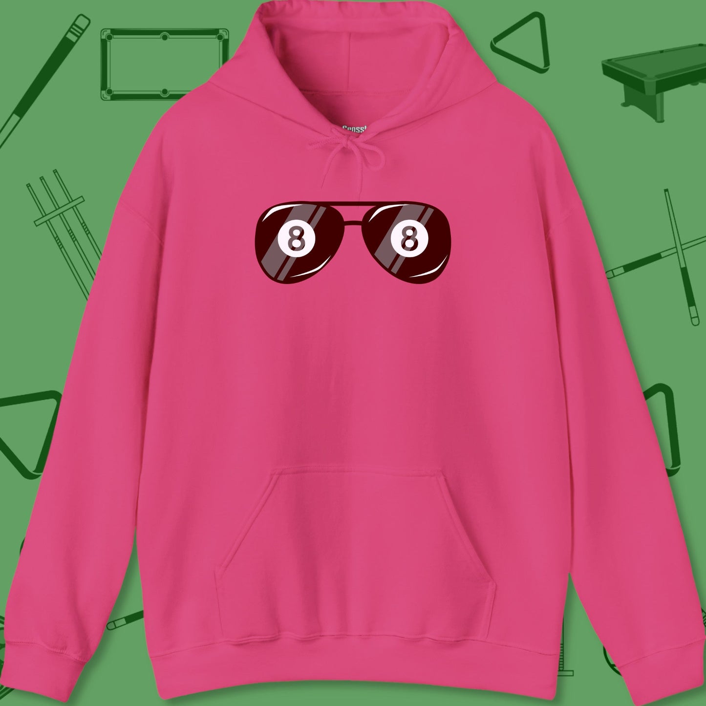 A Hoodie with billiards-themed design from Crossbank Clothing