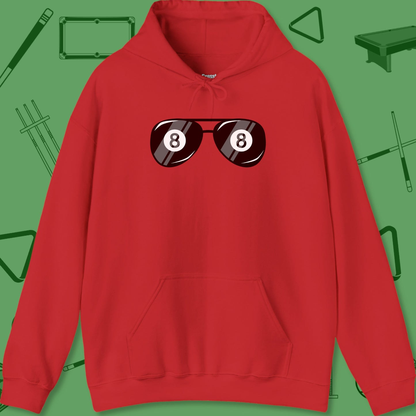 A Hoodie with billiards-themed design from Crossbank Clothing