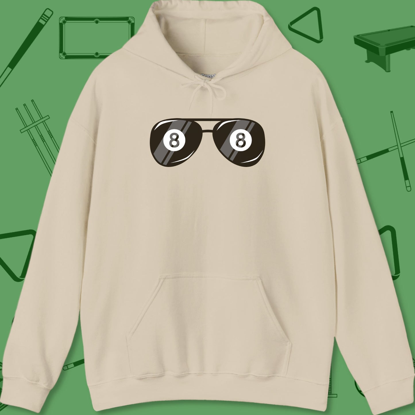 A Hoodie with billiards-themed design from Crossbank Clothing