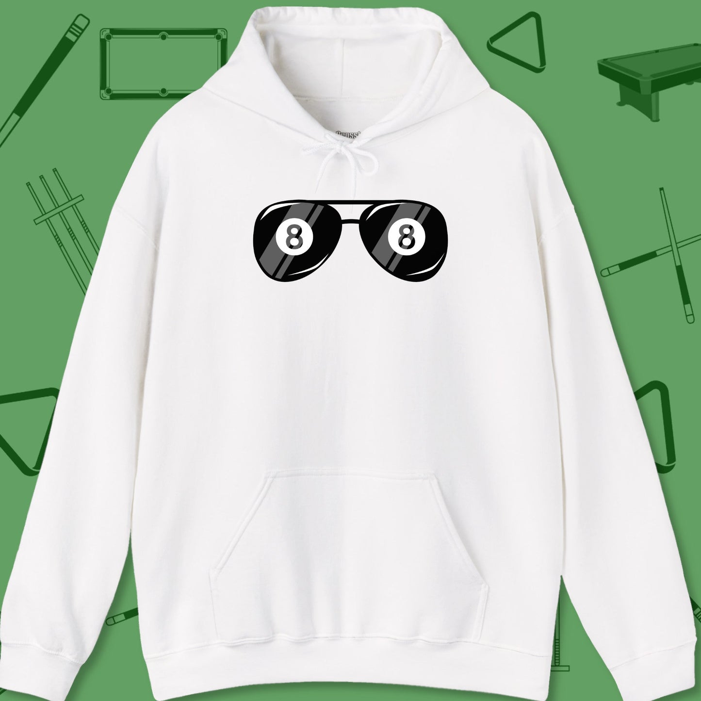 A Hoodie with billiards-themed design from Crossbank Clothing