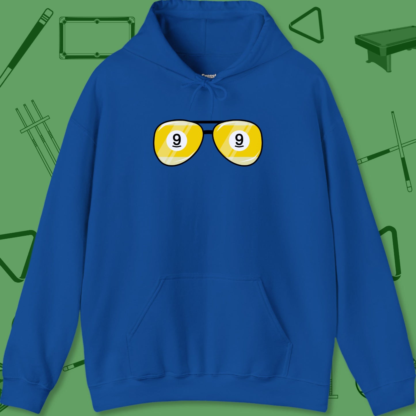 A Hoodie with billiards-themed design from Crossbank Clothing