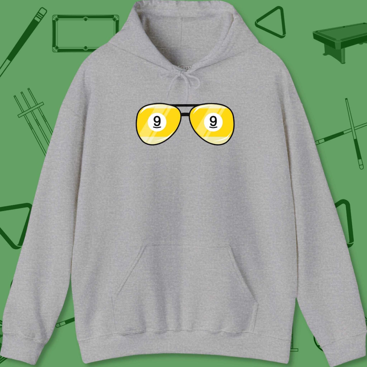 A Hoodie with billiards-themed design from Crossbank Clothing