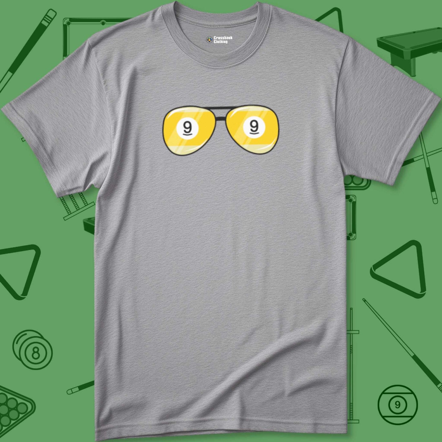 A T-Shirt with billiards-themed design from Crossbank Clothing