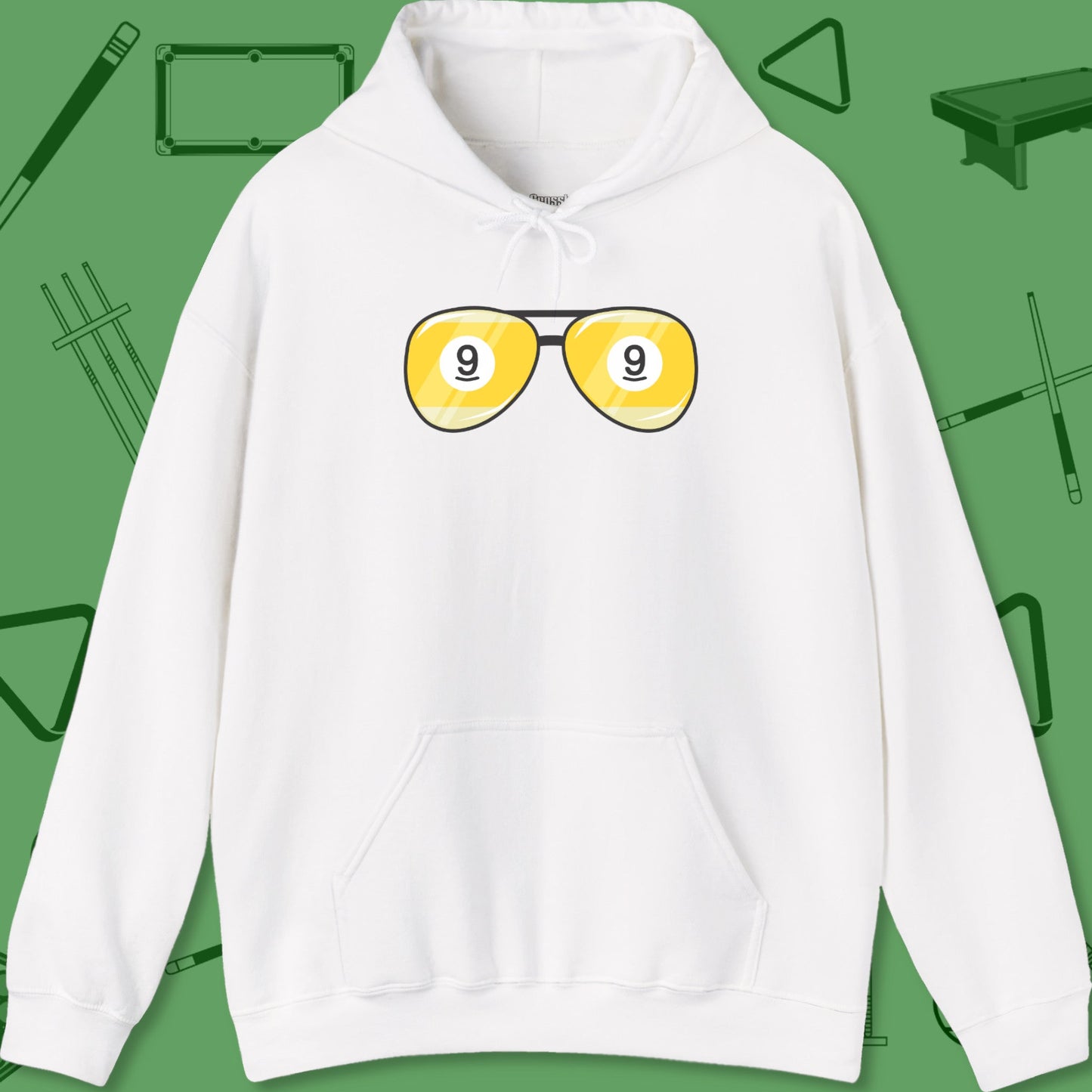 A Hoodie with billiards-themed design from Crossbank Clothing