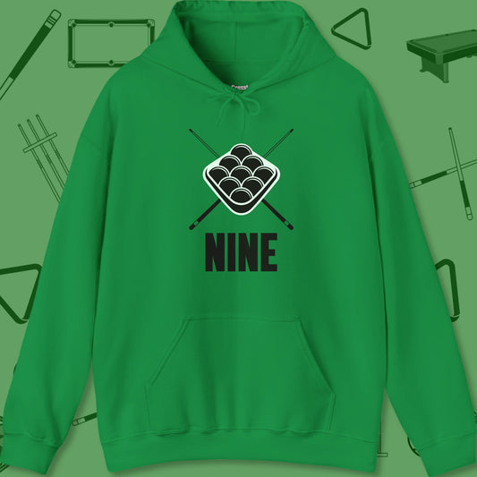 A Hoodie with billiards-themed design from Crossbank Clothing