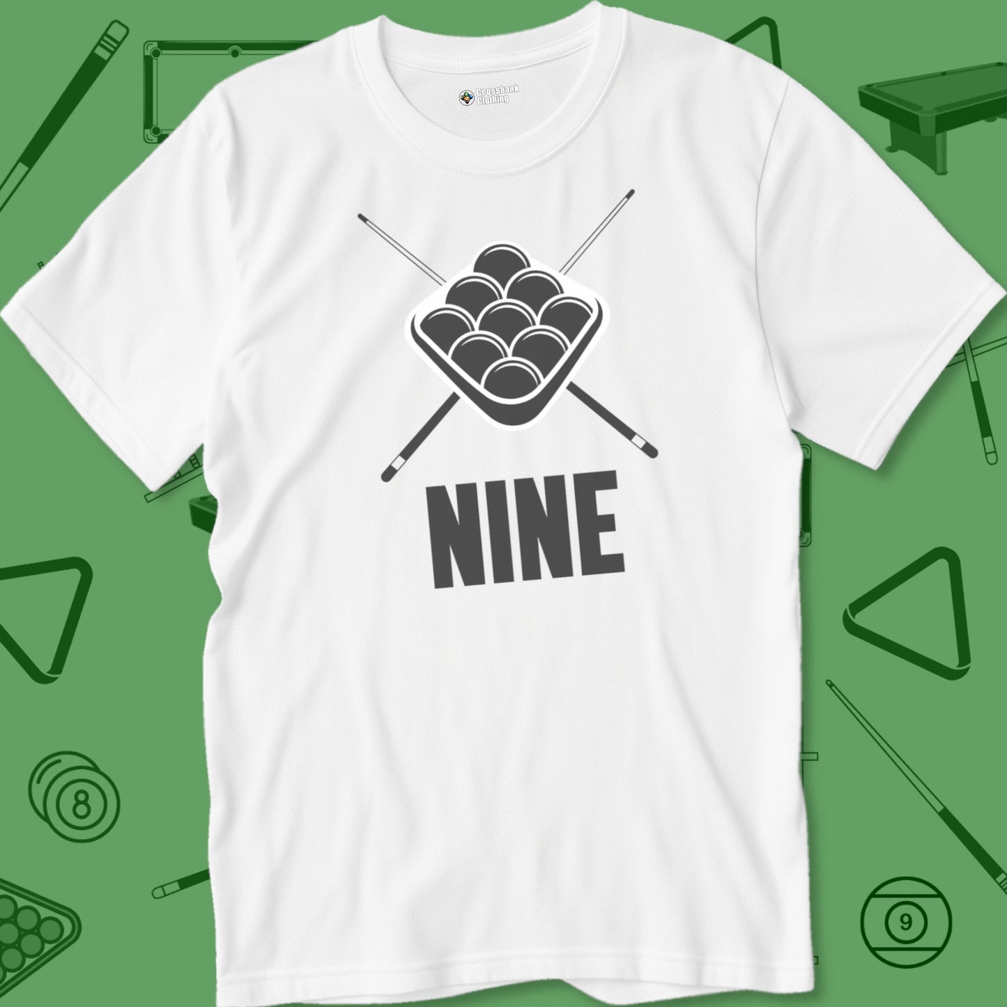 A T-Shirt with billiards-themed design from Crossbank Clothing