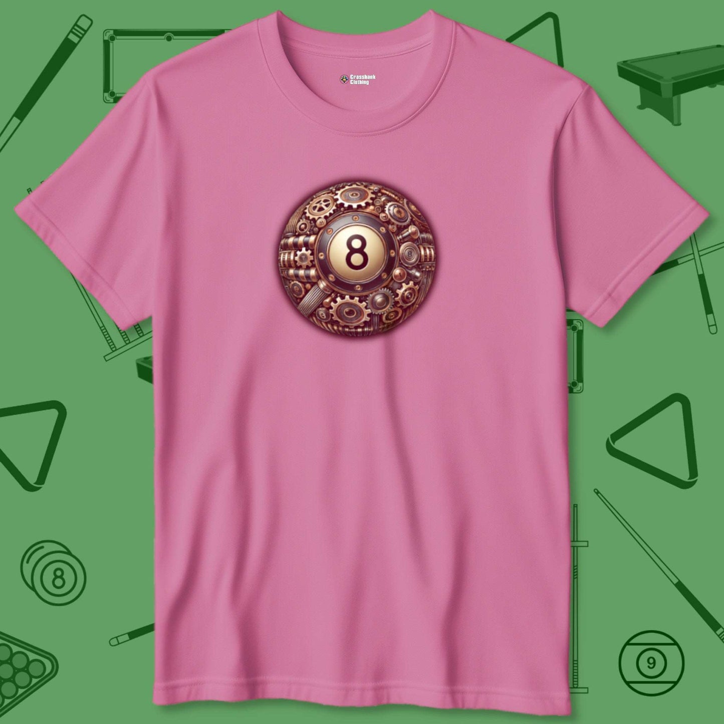 A T-Shirt with billiards-themed design from Crossbank Clothing