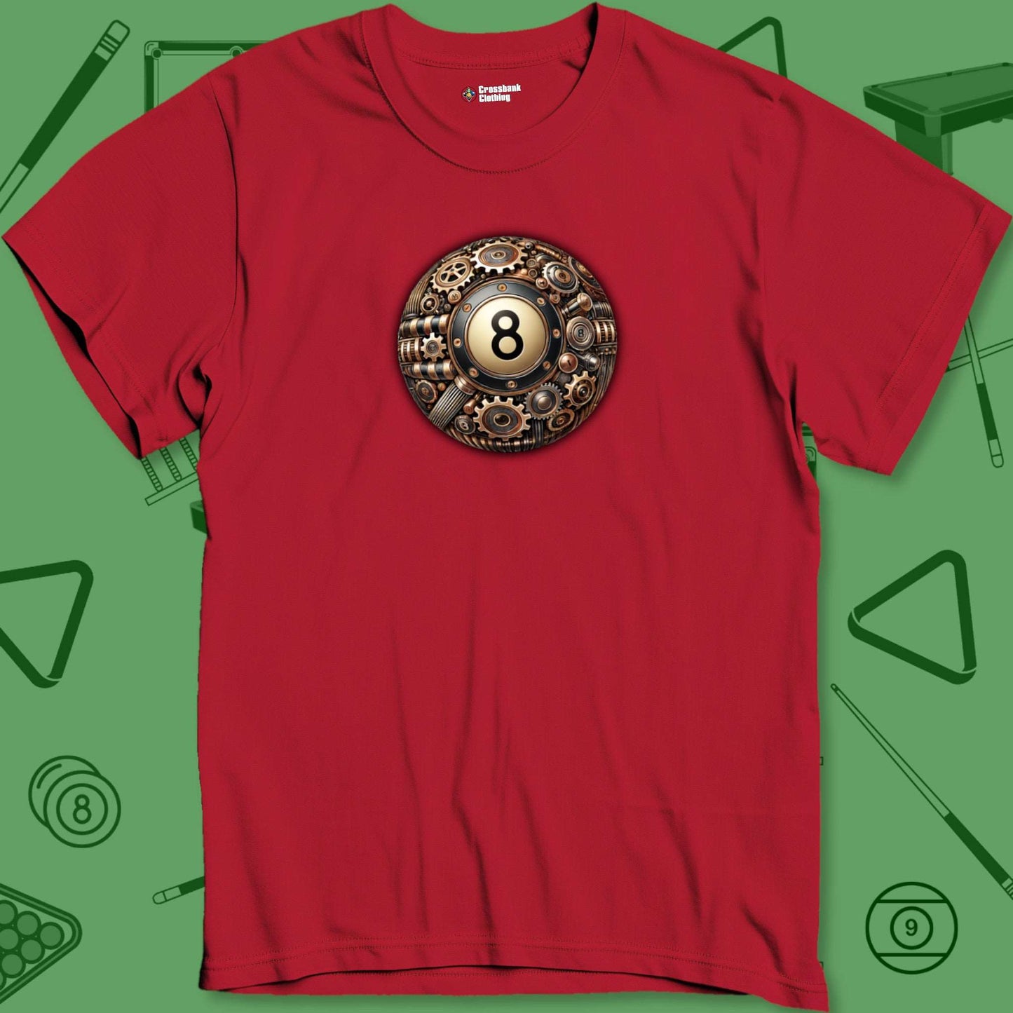 A T-Shirt with billiards-themed design from Crossbank Clothing