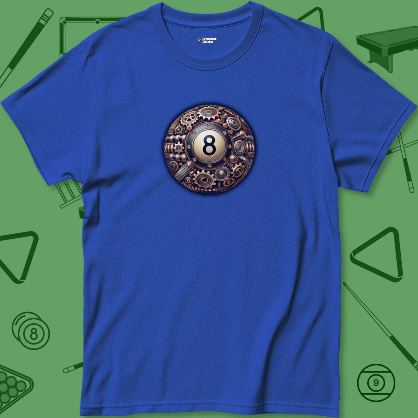 A T-Shirt with billiards-themed design from Crossbank Clothing