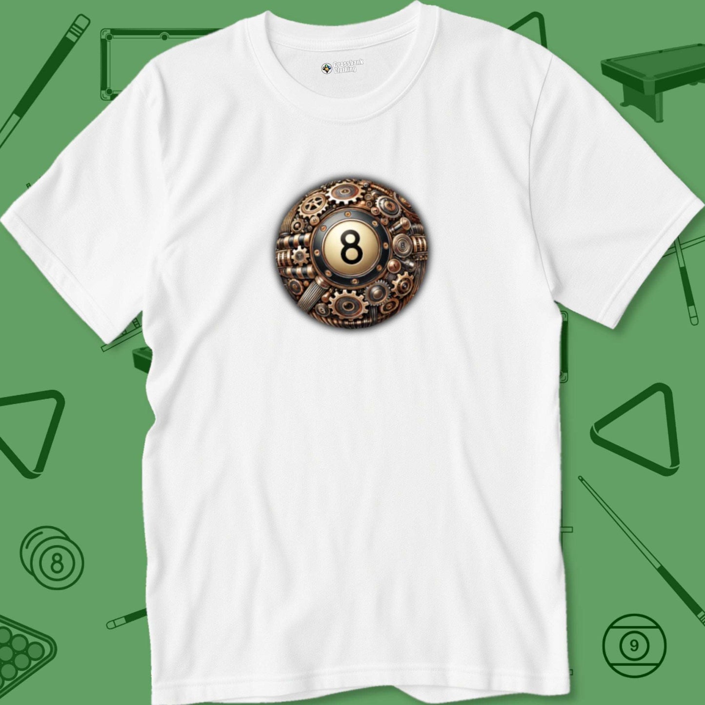 A T-Shirt with billiards-themed design from Crossbank Clothing