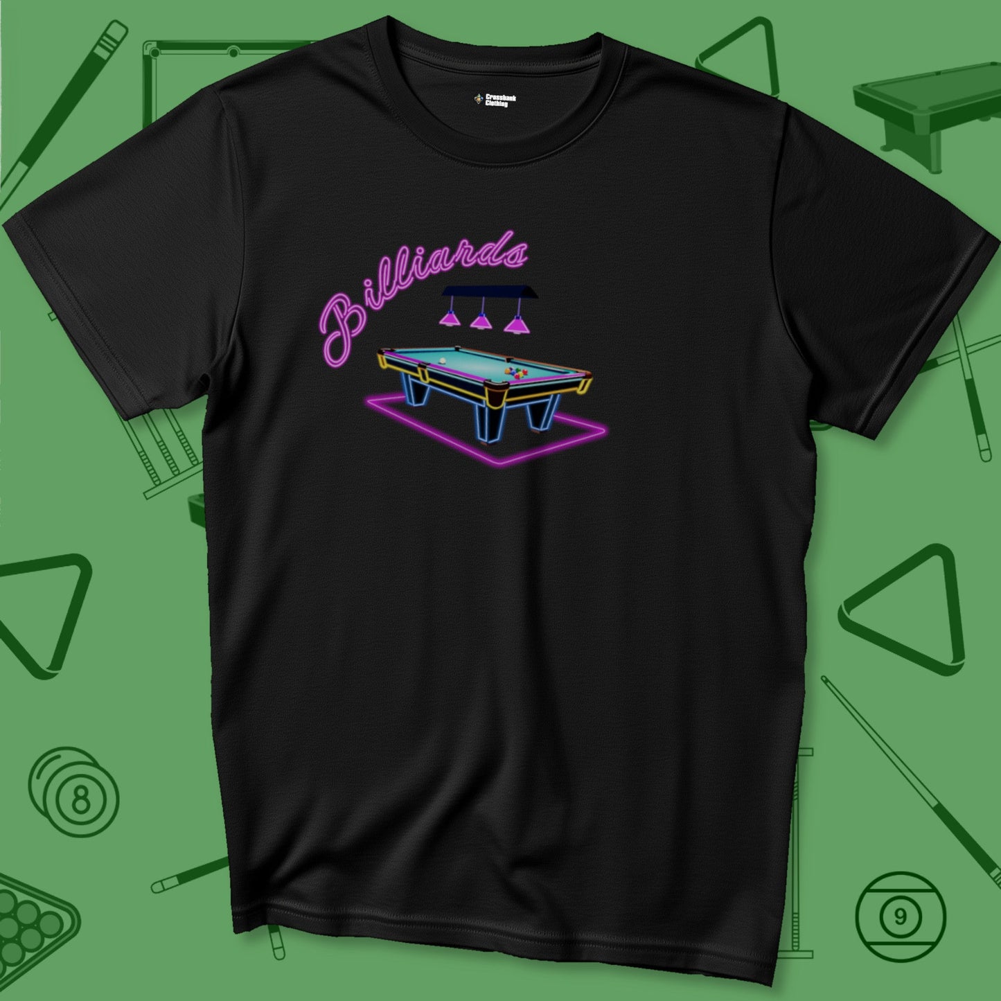 A T-Shirt with billiards-themed design from Crossbank Clothing