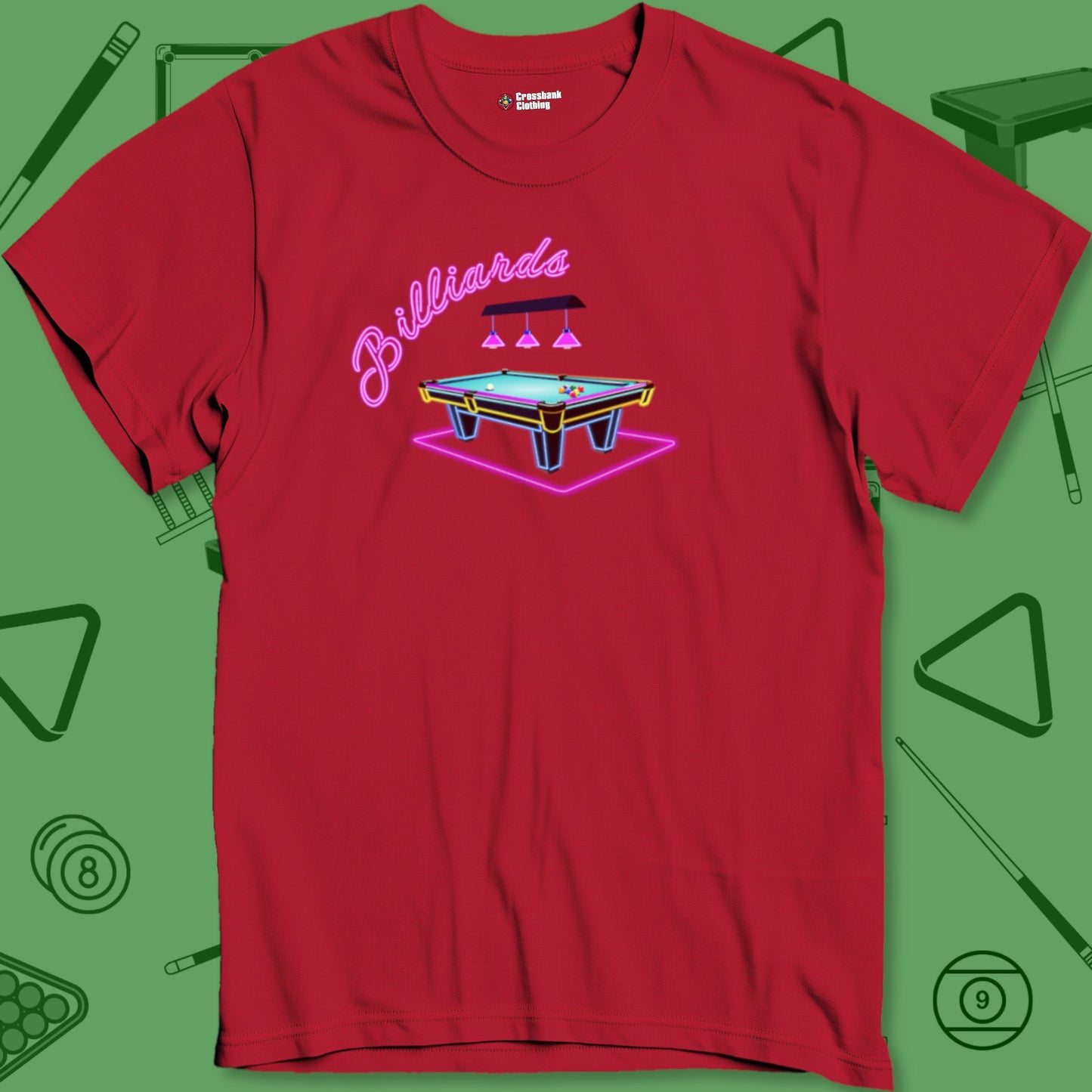 A T-Shirt with billiards-themed design from Crossbank Clothing