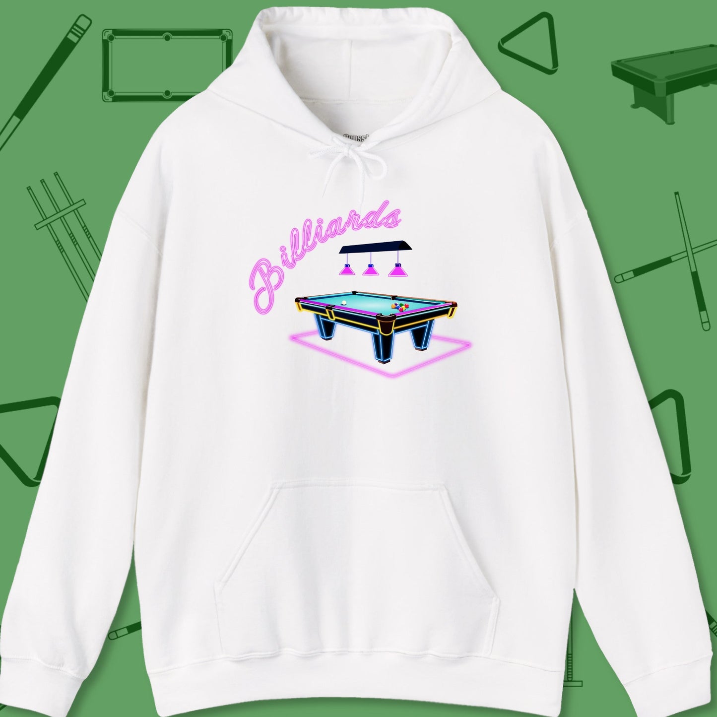 A Hoodie with billiards-themed design from Crossbank Clothing