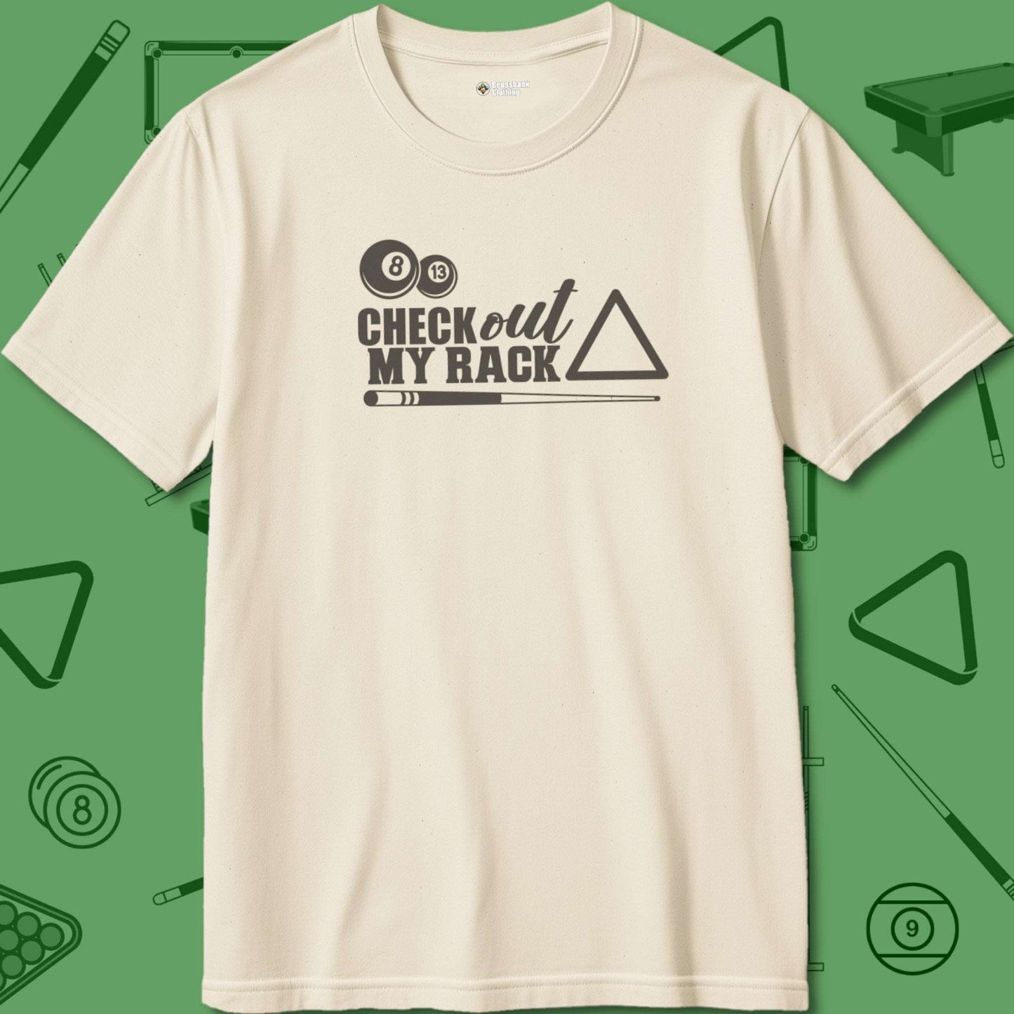 A T-Shirt with billiards-themed design from Crossbank Clothing