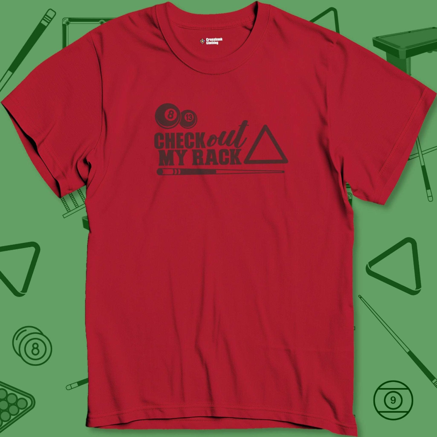 A T-Shirt with billiards-themed design from Crossbank Clothing