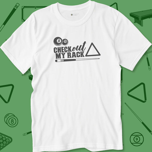 A T-Shirt with billiards-themed design from Crossbank Clothing