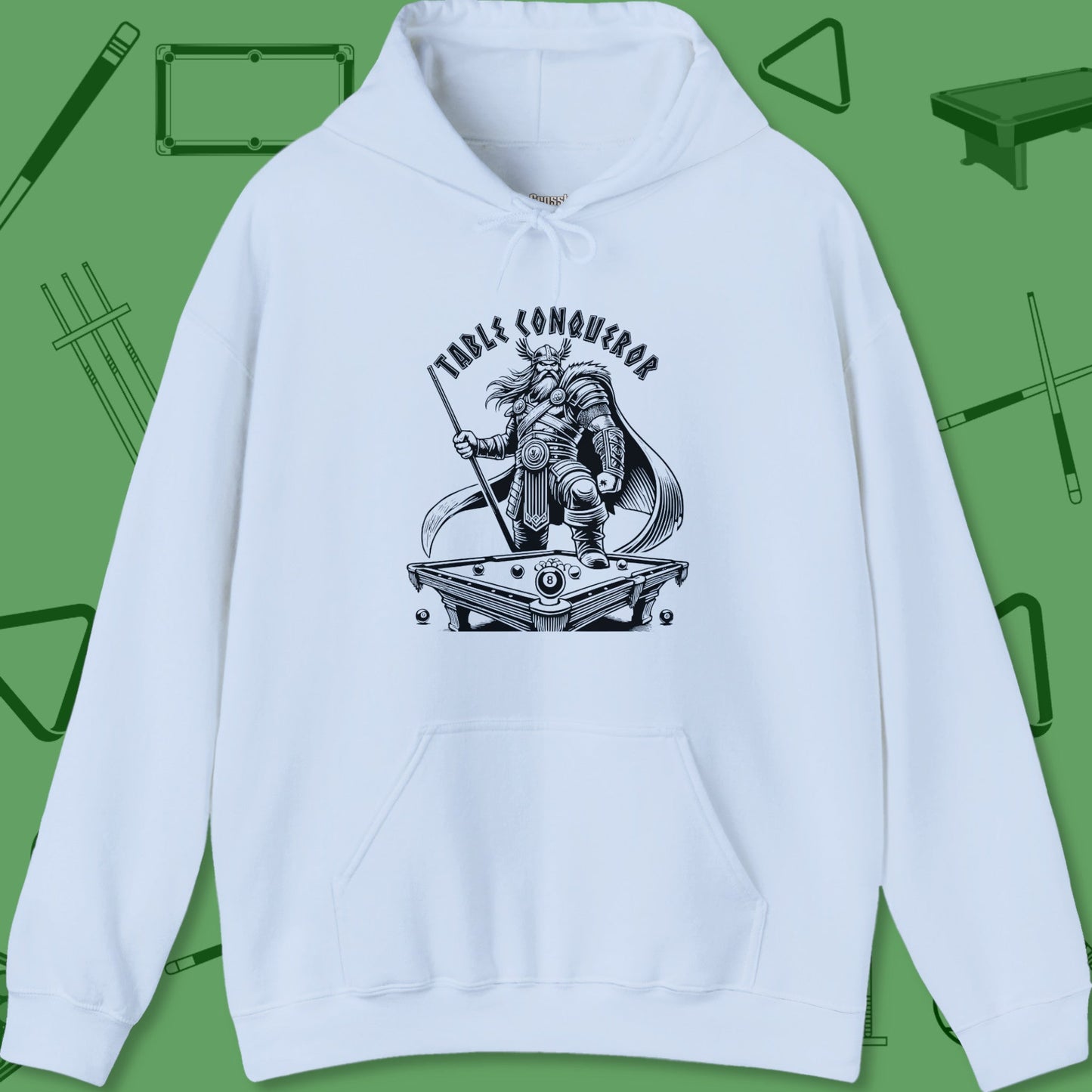 A Hoodie with billiards-themed design from Crossbank Clothing