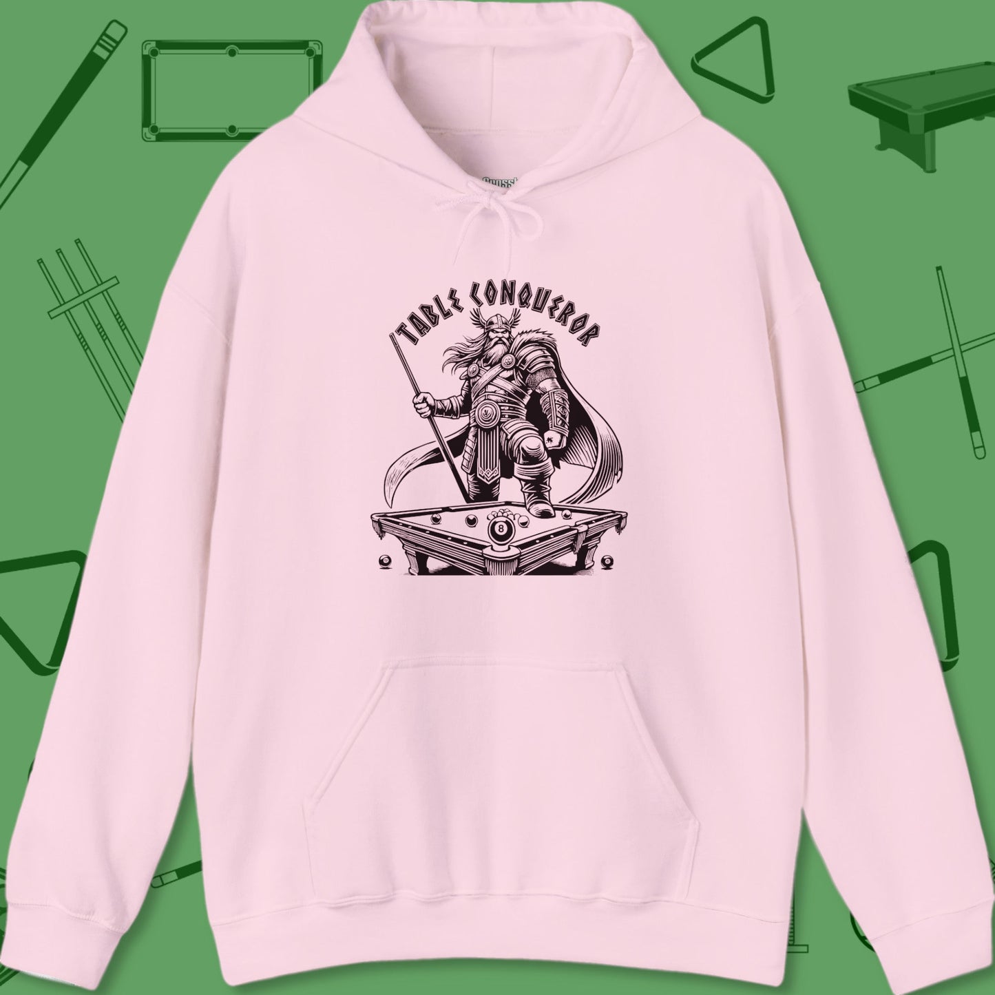 A Hoodie with billiards-themed design from Crossbank Clothing