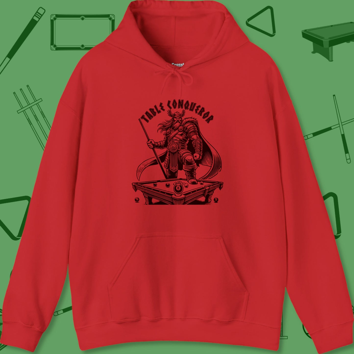 A Hoodie with billiards-themed design from Crossbank Clothing