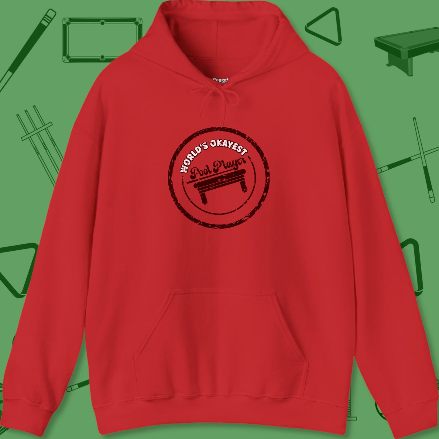 A Hoodie with billiards-themed design from Crossbank Clothing