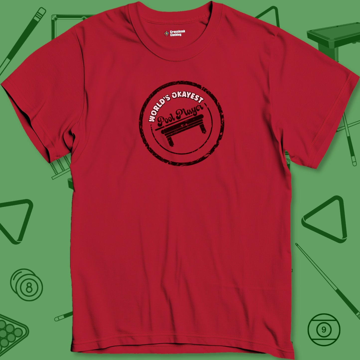 A T-Shirt with billiards-themed design from Crossbank Clothing