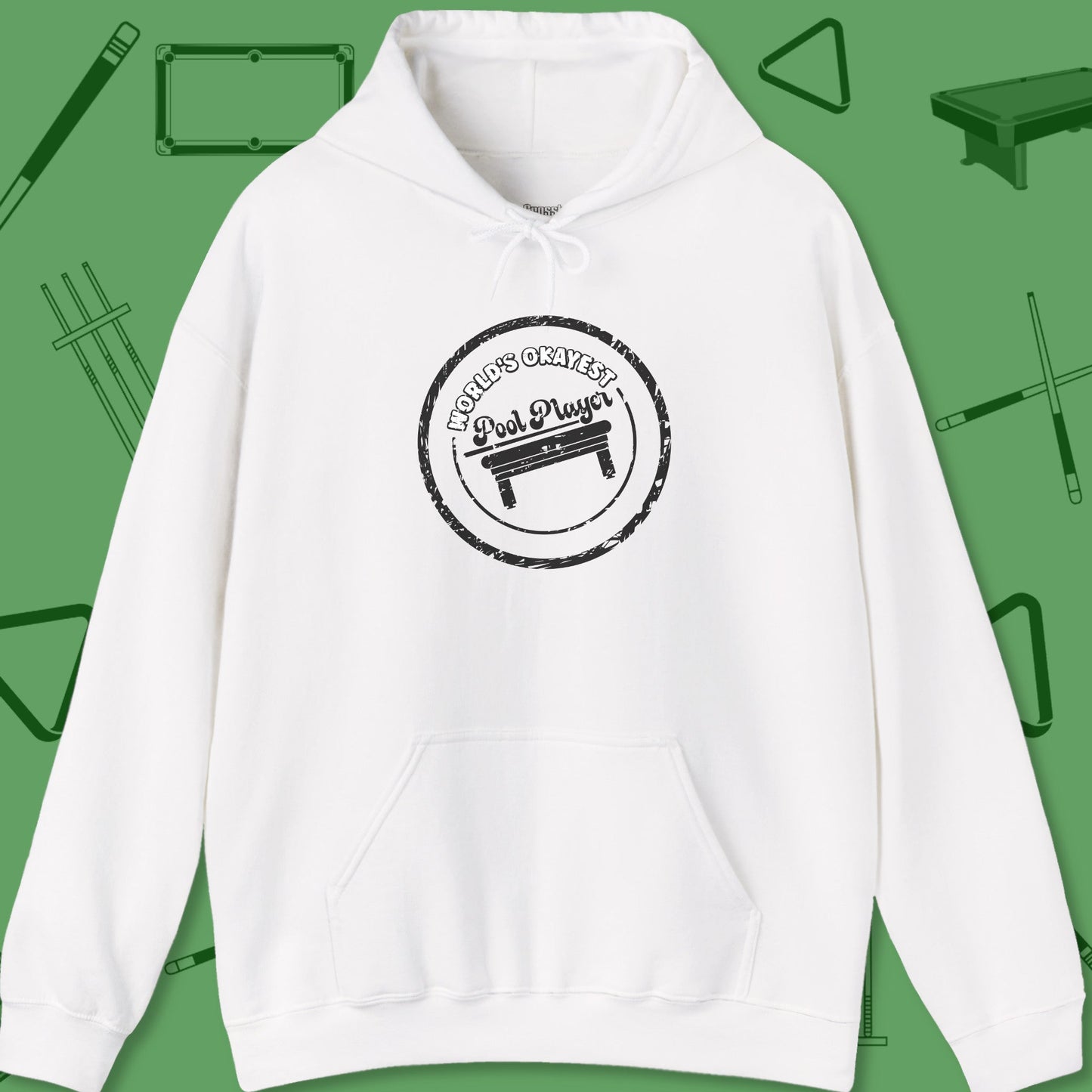 A Hoodie with billiards-themed design from Crossbank Clothing