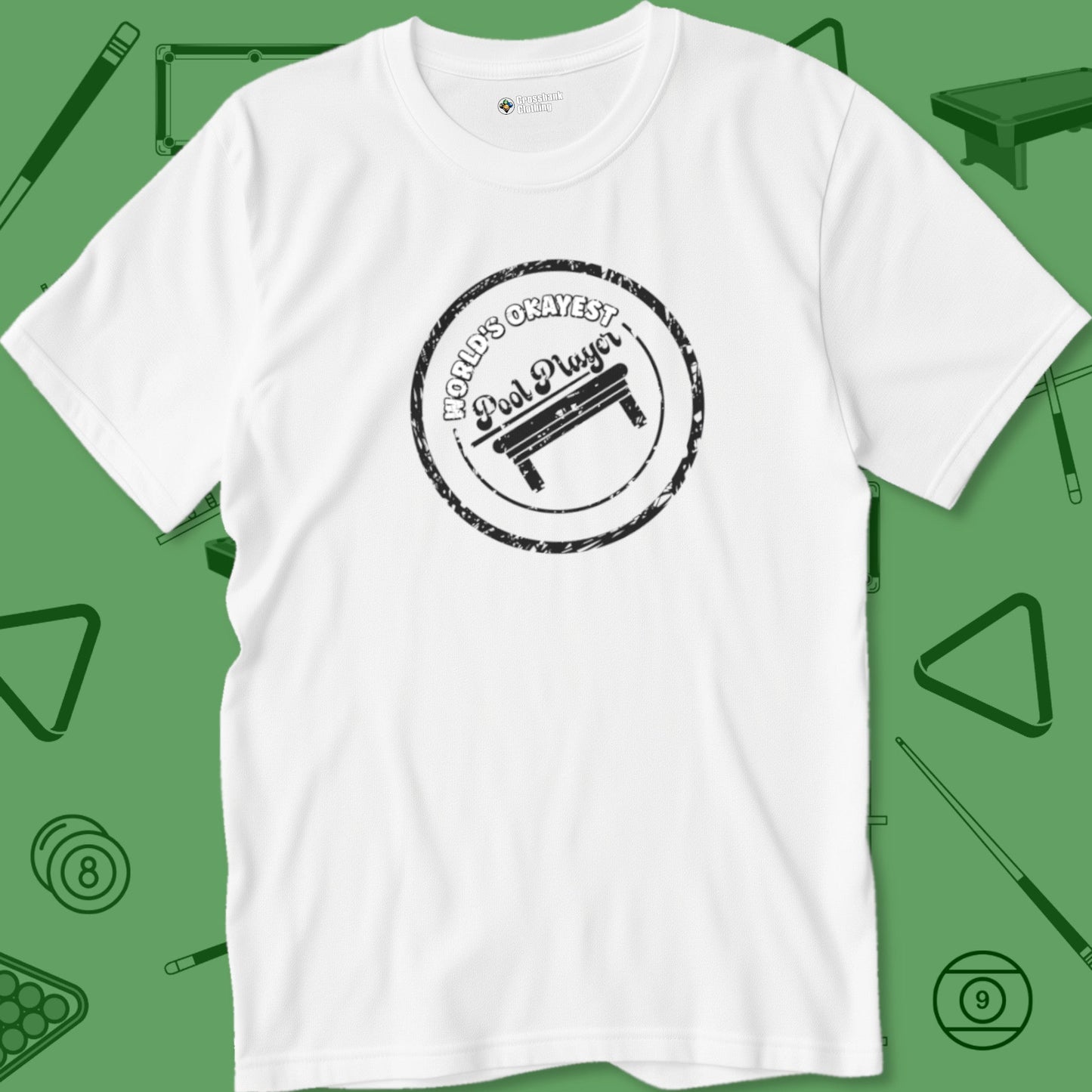 A T-Shirt with billiards-themed design from Crossbank Clothing