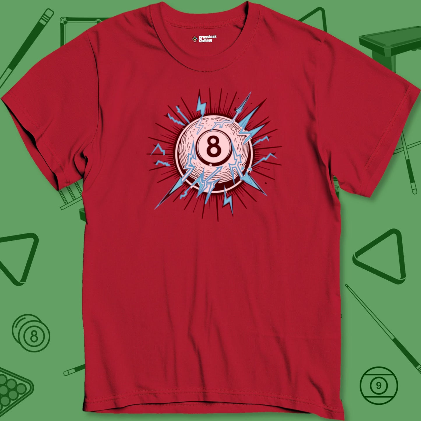 A T-Shirt with billiards-themed design from Crossbank Clothing